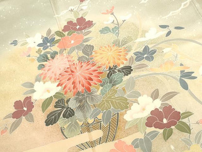平和屋着物●訪問着　草花　暈し染め　金彩　正絹　逸品　DABK2743op