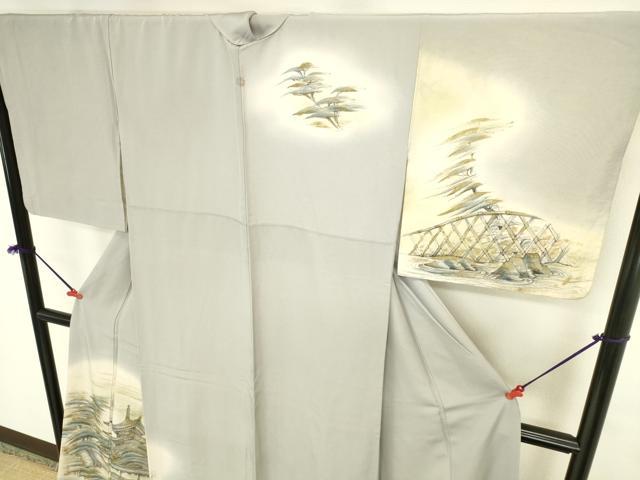 平和屋着物●訪問着　作家物　手描き　風景文　暈し染め　金彩　正絹　逸品　DABK2746op