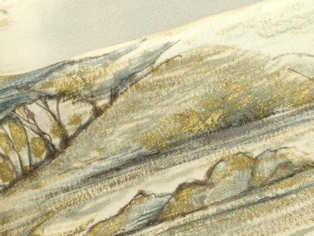平和屋着物●訪問着　作家物　手描き　風景文　暈し染め　金彩　正絹　逸品　DABK2746op