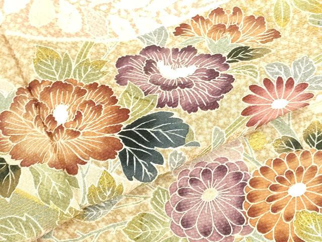 平和屋着物●訪問着　絞り　草花　暈し染め　金彩　正絹　逸品　DABK2749op