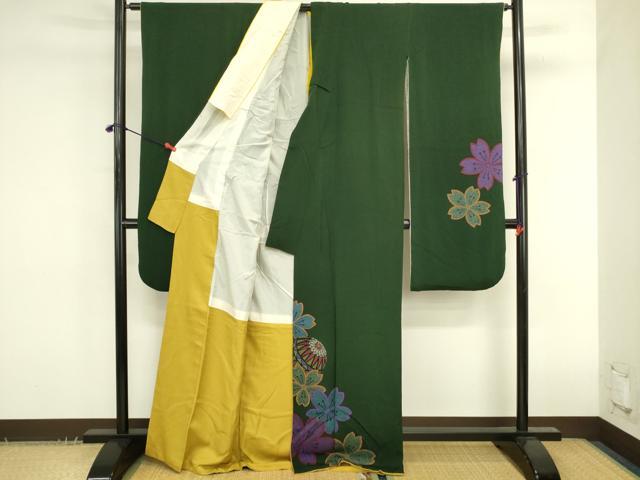 平和屋着物●豪華振袖　舞桜手毬文　鬼しぼ縮緬　正絹　逸品　DABK2765op