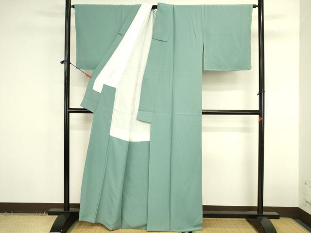 平和屋着物●上質な色無地　作家物　千草色　正絹　逸品　DABK2770op
