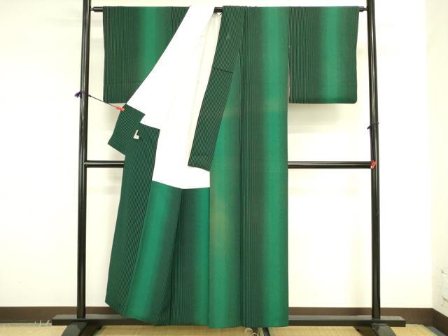平和屋着物●染色作家　斉藤三才　小紋　三才鳥　縞　暈し染め　ますいわ屋扱い　正絹　逸品　DABK2773op