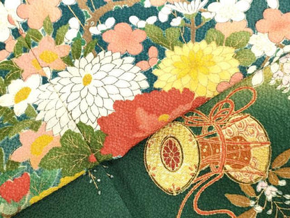 平和屋着物●豪華振袖　駒刺繍　飾花文　暈し染め　金彩　正絹　逸品　DABK2774op