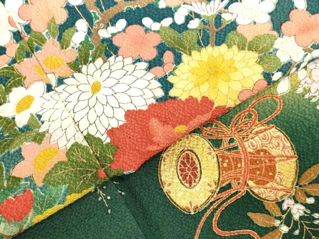 平和屋着物●豪華振袖　駒刺繍　飾花文　暈し染め　金彩　正絹　逸品　DABK2774op