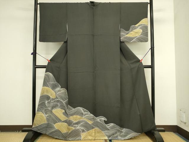 平和屋着物●訪問着　立波文　金彩　正絹　逸品　DABK2775op
