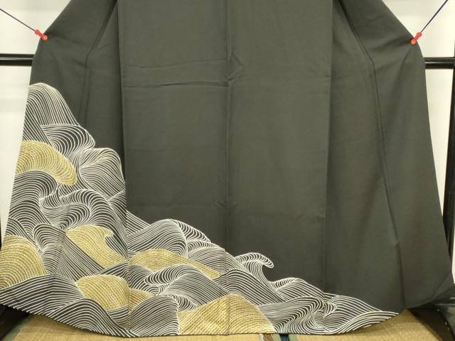 平和屋着物●訪問着　立波文　金彩　正絹　逸品　DABK2775op