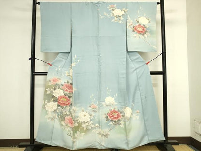 平和屋着物●京友禅の第一人者　松井青々　訪問着　駒刺繍　牡丹　暈し染め　金彩　正絹　逸品　DABK2778op