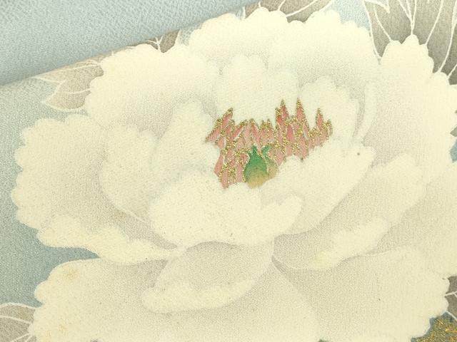 平和屋着物●京友禅の第一人者　松井青々　訪問着　駒刺繍　牡丹　暈し染め　金彩　正絹　逸品　DABK2778op