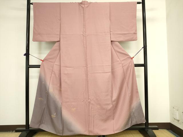 平和屋着物●訪問着　刺繍　舞花　暈し染め　金彩　正絹　逸品　DABK2779op