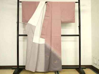 平和屋着物●訪問着　刺繍　舞花　暈し染め　金彩　正絹　逸品　DABK2779op