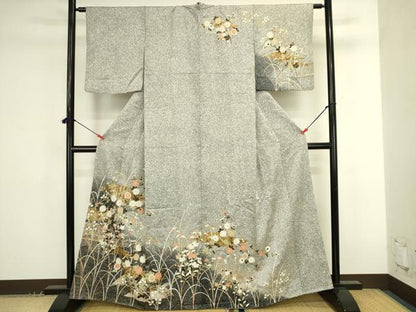 平和屋着物●訪問着　花霞文　たたき染め　金彩　正絹　逸品　DABK2781op