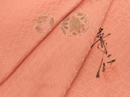 平和屋着物●友禅作家の巨匠　浅井青仁　小紋　舞花文　金彩　正絹　逸品　DABK2783op