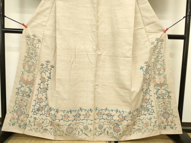 平和屋着物●訪問着　紬地　更紗花唐草文　正絹　逸品　DABK2786op