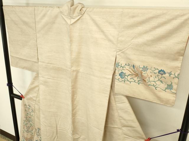 平和屋着物●訪問着　紬地　更紗花唐草文　正絹　逸品　DABK2786op
