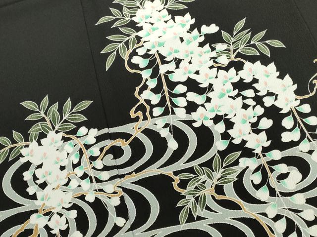 平和屋着物●豪華黒留袖　友禅　流水花文　正絹　逸品　未使用　DABK2787op