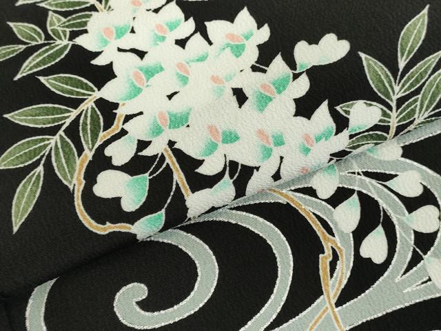 平和屋着物●豪華黒留袖　友禅　流水花文　正絹　逸品　未使用　DABK2787op