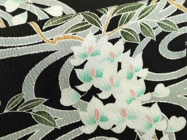 平和屋着物●豪華黒留袖　友禅　流水花文　正絹　逸品　未使用　DABK2787op