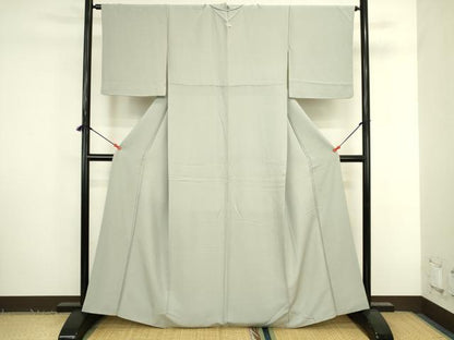 平和屋着物●上質な色無地　千草鼠色　正絹　逸品　DABK2789op