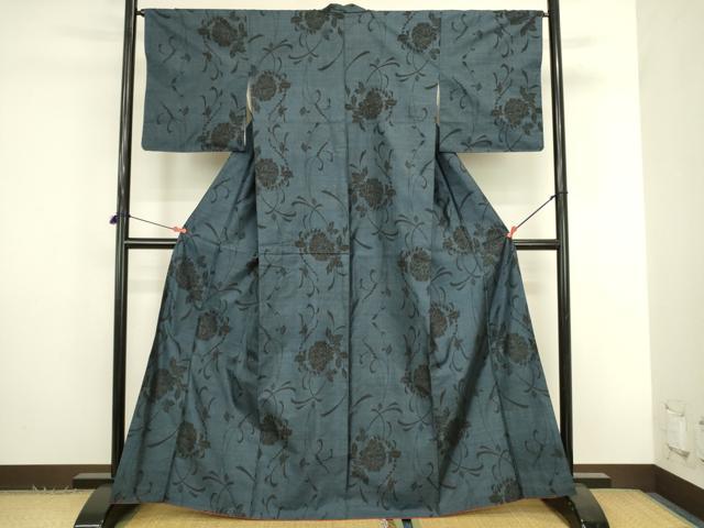 平和屋着物●本場大島紬　9マルキ　更紗花唐草文　正絹　逸品　DABK2791op