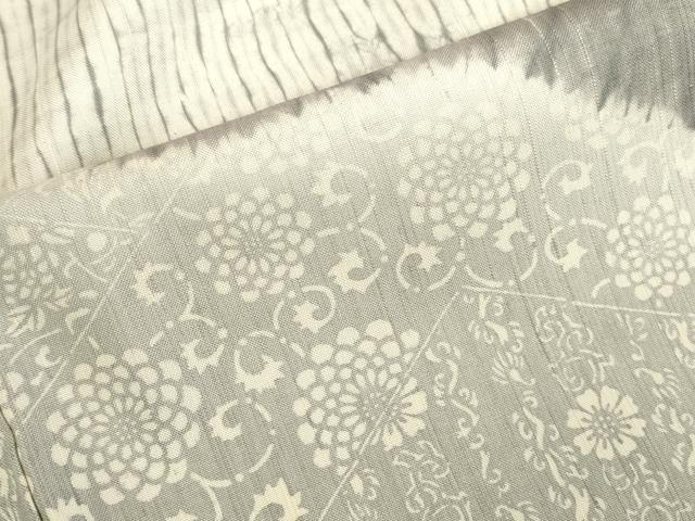 平和屋着物●訪問着　紬地　杢目絞り　花唐草文　暈し染め　正絹　逸品　DABK2794op