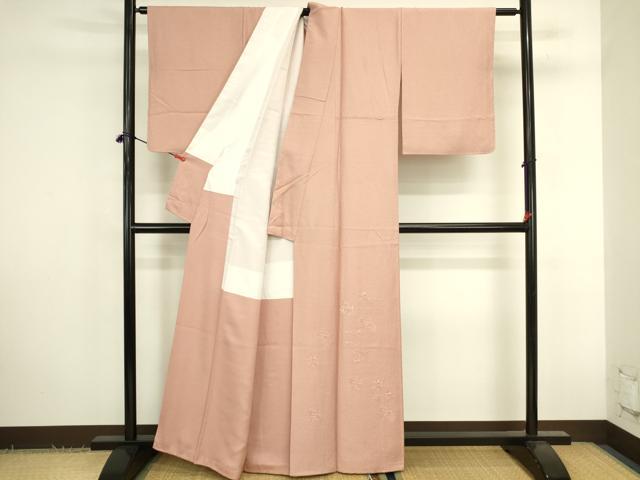 平和屋着物●中国三大刺繍　汕頭刺繍　スワトウ刺繍　総刺繍　色留袖　雪輪花文　珊瑚色　正絹　逸品　DABK2796op