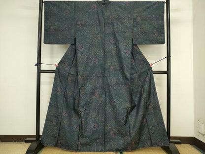 平和屋着物●本場大島紬　総絣　花鳥丸文　正絹　逸品　未使用　DABK2810op