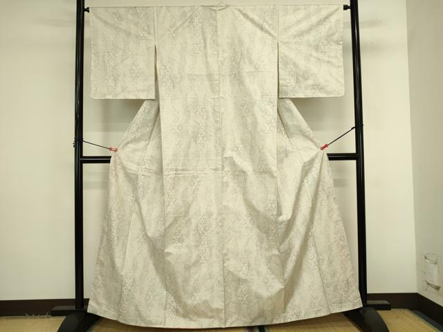 平和屋着物●本場大島紬　白大島　9マルキ　立涌花文　正絹　逸品　未使用　DABK2811op