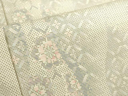 平和屋着物●本場大島紬　白大島　9マルキ　立涌花文　正絹　逸品　未使用　DABK2811op