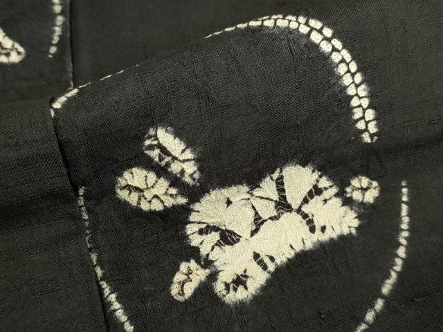 平和屋着物●上質な紬　絞り　跳び兎　黒地　さが美扱い　正絹　逸品　DABK2812op