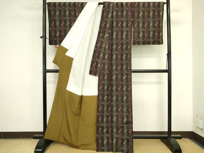 平和屋着物●本場琉球絣　間道　正絹　逸品　DABK2821op