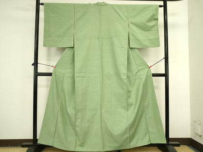 平和屋着物●結城紬　柳色　正絹　逸品　未使用　DABK2824op