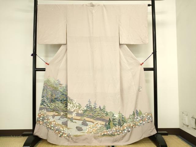 平和屋着物●豪華色留袖　翠峯　風景花松文　正絹　逸品　DABK2828op