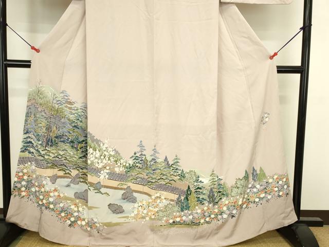 平和屋着物●豪華色留袖　翠峯　風景花松文　正絹　逸品　DABK2828op