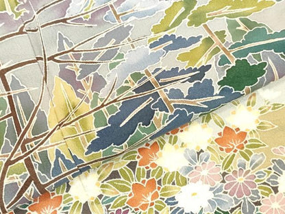 平和屋着物●豪華色留袖　翠峯　風景花松文　正絹　逸品　DABK2828op