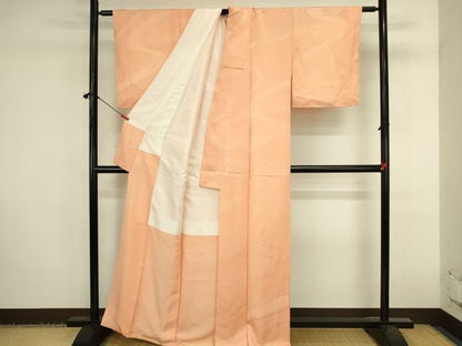 平和屋着物●上質な色無地　流水地紋　洒落柿色　正絹　逸品　DABK2829op