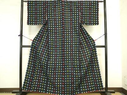 平和屋着物●久留米絣　抽象文　綿　逸品　DABK2832op