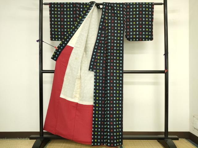 平和屋着物●久留米絣　抽象文　綿　逸品　DABK2832op