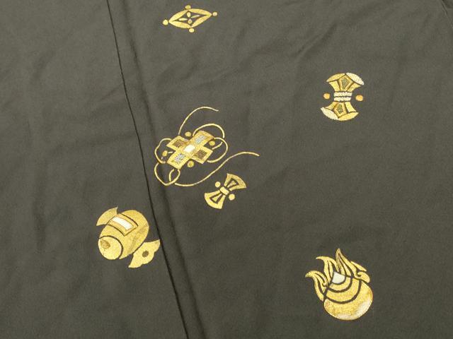 平和屋着物●色留訪問着　駒刺繍　宝尽くし　金彩　ロング丈　正絹　逸品　DABK2833op