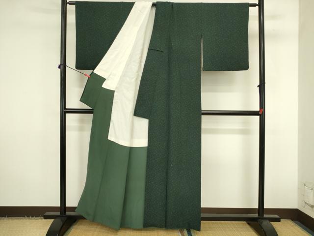 平和屋着物●上質な小紋　霞文　黒地　正絹　逸品　DABK2834op