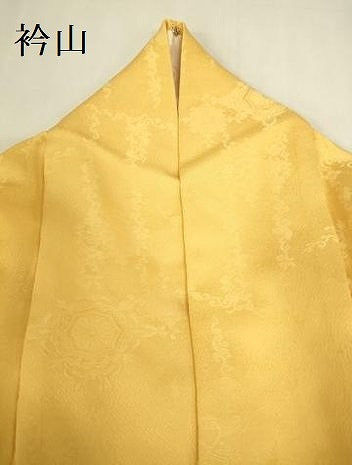 平和屋着物●上質な色無地　洋花地紋　萱草色　正絹　逸品　DABK2835op
