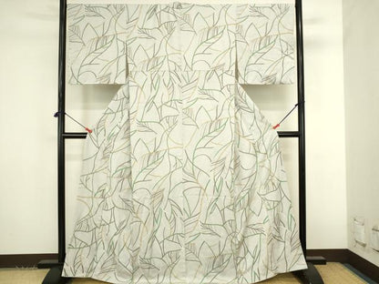 平和屋着物●世界的友禅作家　千地泰弘　小紋　枝葉文　金彩　正絹　逸品　DABK2836op