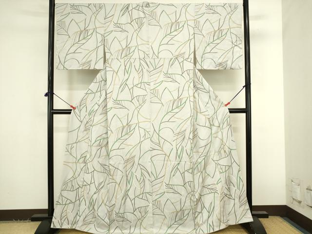 平和屋着物●世界的友禅作家　千地泰弘　小紋　枝葉文　金彩　正絹　逸品　DABK2836op
