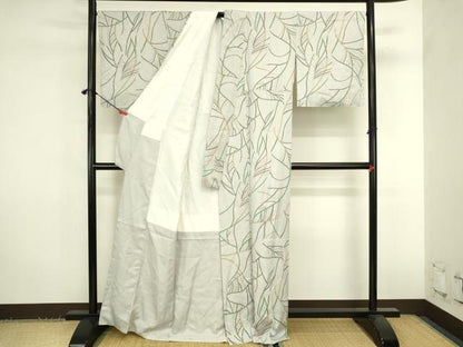 平和屋着物●世界的友禅作家　千地泰弘　小紋　枝葉文　金彩　正絹　逸品　DABK2836op