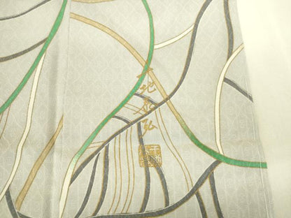 平和屋着物●世界的友禅作家　千地泰弘　小紋　枝葉文　金彩　正絹　逸品　DABK2836op
