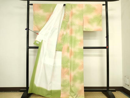 平和屋着物●洗える最高級着物　＜英＞はなぶさ謹製　小紋　扇尽くし地紋　暈し染め　洗える着物　DABK2837op