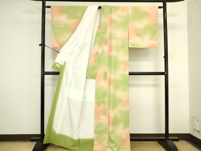 平和屋着物●洗える最高級着物　＜英＞はなぶさ謹製　小紋　扇尽くし地紋　暈し染め　洗える着物　DABK2837op