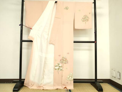 平和屋着物●訪問着　駒刺繍　草花　暈し染め　金彩　鬼しぼ縮緬　ロング丈　正絹　逸品　DABK2838op