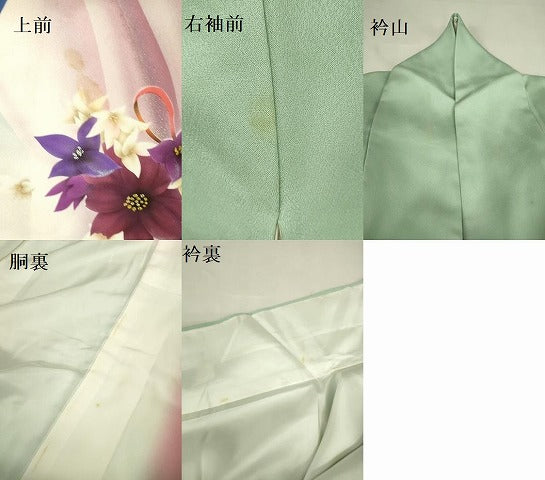 平和屋着物●染色作家　草野一騎　訪問着　舞蝶草花文　暈し染め　金彩　正絹　逸品　DABK2841op