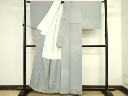 平和屋着物●上質な色無地　樹林地紋　灰青色　正絹　逸品　未使用　DABK2843op